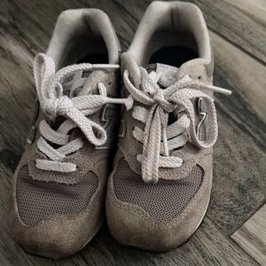 New Balance Kids' Tan Gray Suede & Mesh Sneakers